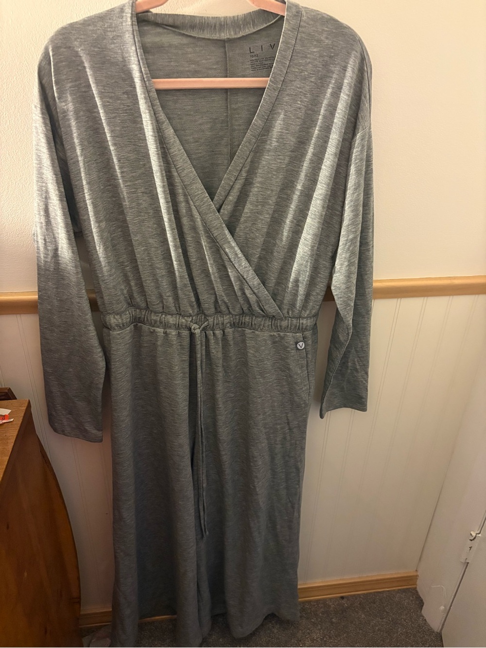 LIVI Active Lane Bryant Gray French Terry Capri Jumpsuit 10/12 Pockets